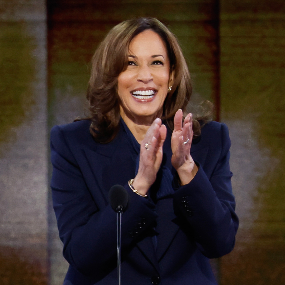Democratic presidential candidate, U.S. Vice President Kamala Harris arrives to speak on stage during the final day of the Democratic National Convention at the United Center on August 22, 2024 in Chicago, Illinois.